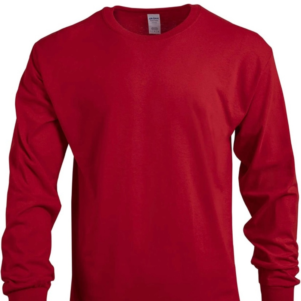 Gildan’s Men’s Red Long Sleeve Tshirt, Size Medium